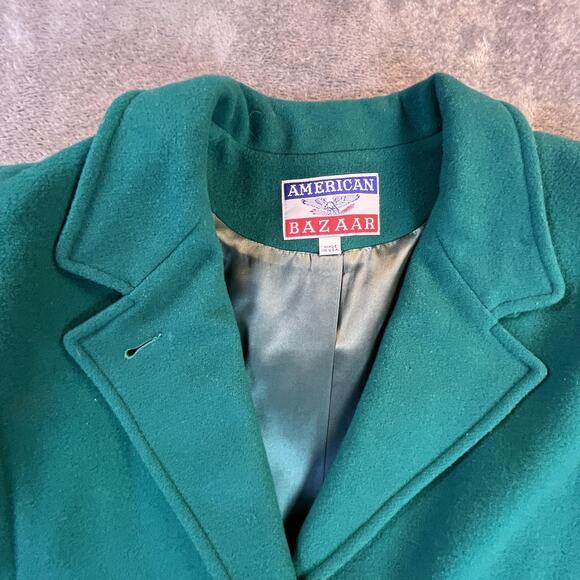 Vintage Teal Wool Coat by American Bazaar Size 14 Made in USA - Picture 4 of 16